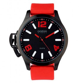 OOZOO Steel 45mm Red Rubber Strap OS364